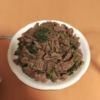 牛肉とほうれん草のオイスター炒め